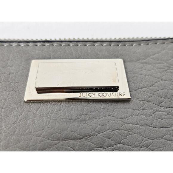 JUICY COUTURE WOMEN'S GRAY LEATHER CLUTCH HANDBAG 5.5" x 8.5" - Picture 3 of 8